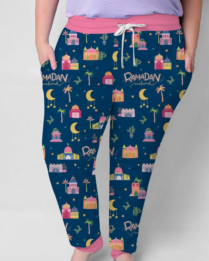 Ramadan Kareem Familien-Pyjama-Set aus Bambus für Damen