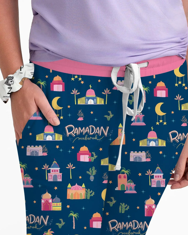 Ramadan Kareem Familien-Pyjama-Set aus Bambus für Damen