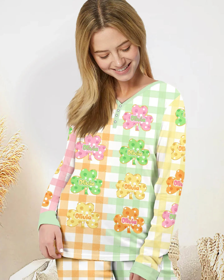Glücksklee Bambus Damen Pyjama-Set
