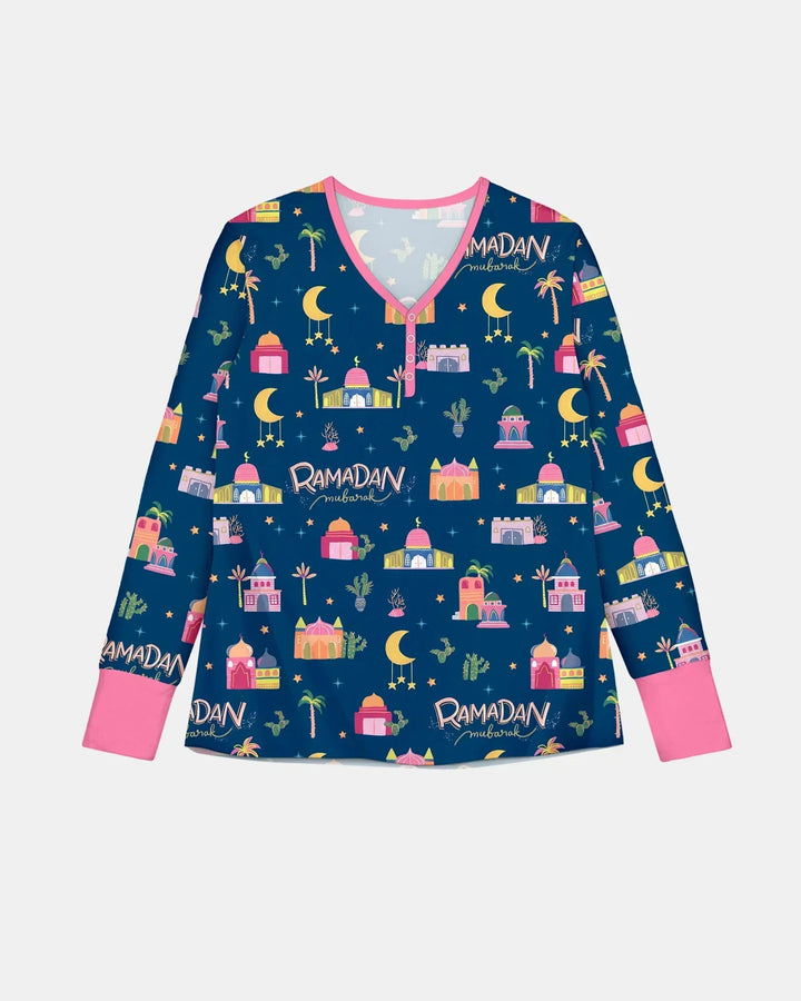 Ramadan Kareem Familien-Pyjama-Set aus Bambus für Damen