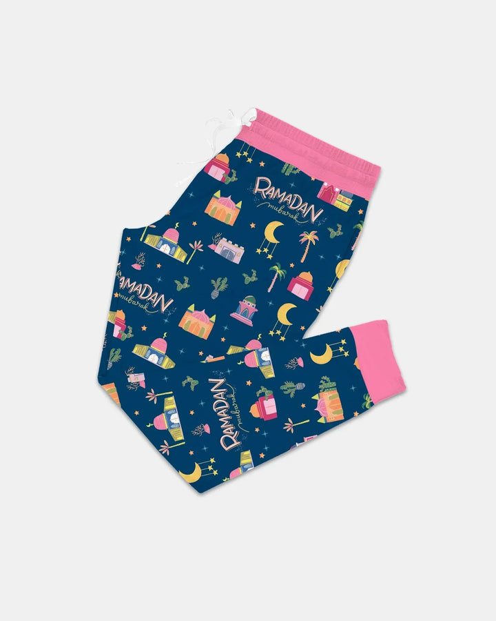 Ramadan Kareem Familien-Pyjama-Set aus Bambus für Damen