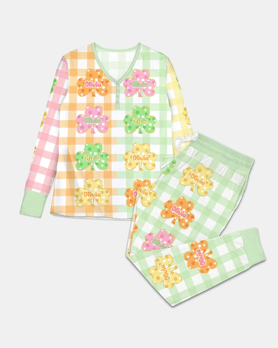 Glücksklee Bambus Damen Pyjama-Set