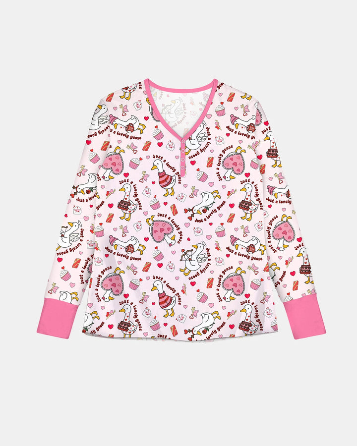 Valentins-Gans-Damen-Pyjama-Set aus Bambus