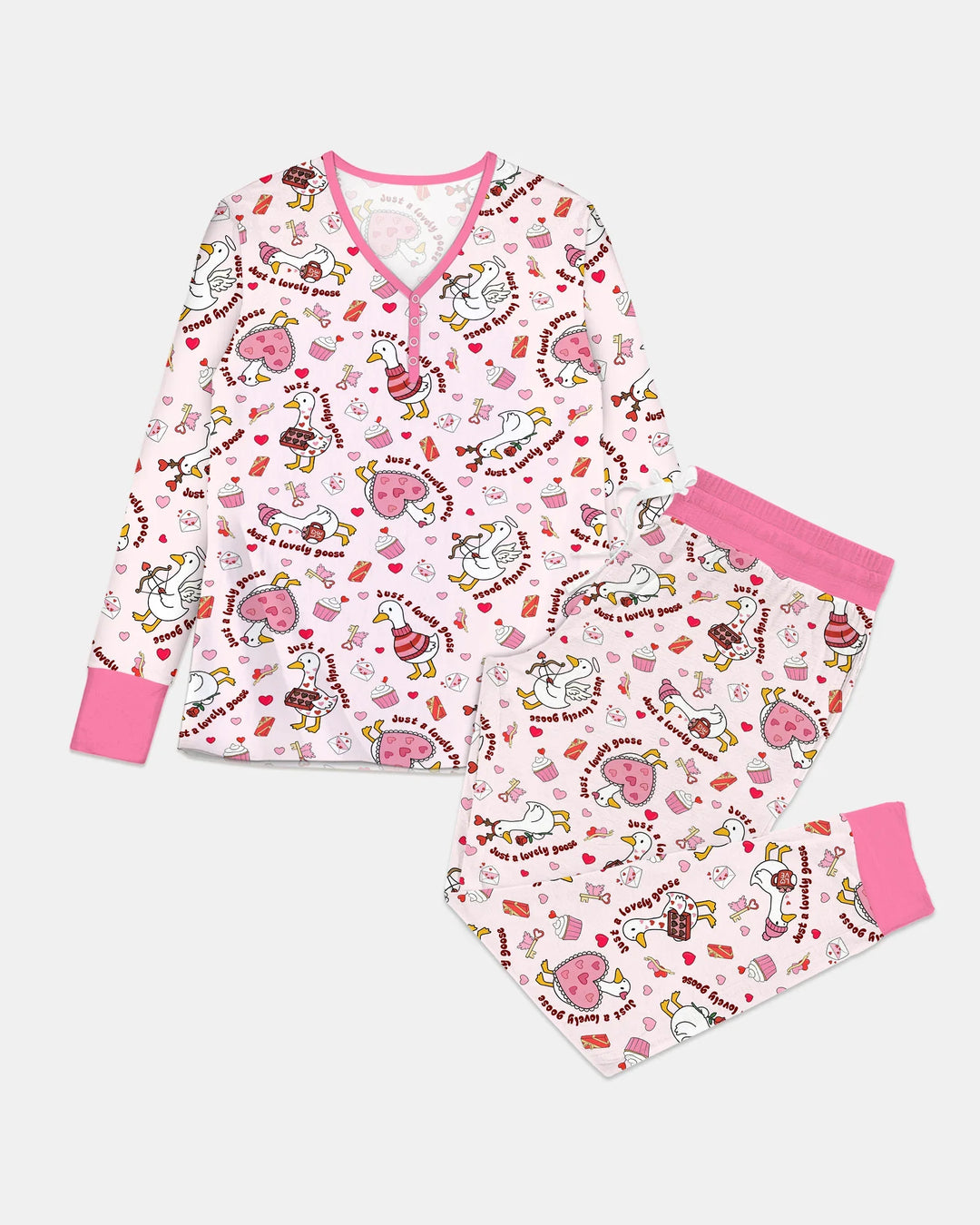 Valentins-Gans-Damen-Pyjama-Set aus Bambus