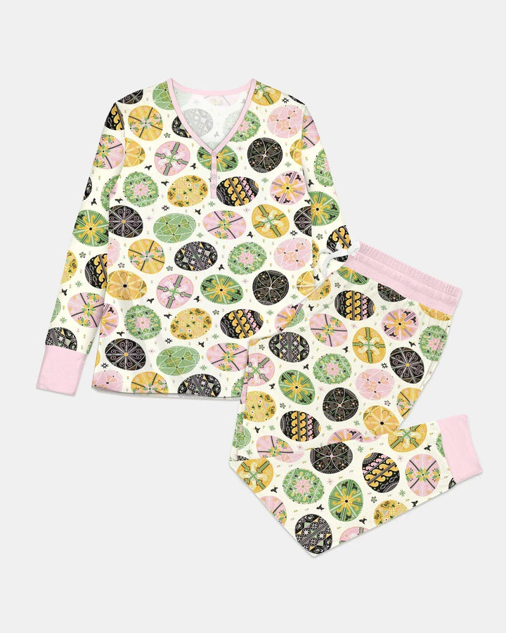Pysanky Eggs Family Matching Bamboo Women Pajama Set