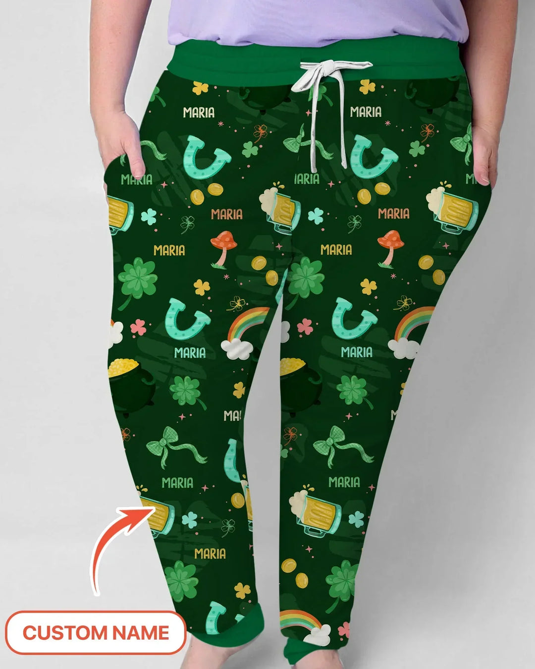 Pyjama-Set für Damen aus Bambus mit individuellem Namen und "Sprinkle Of Luck"-Motiv