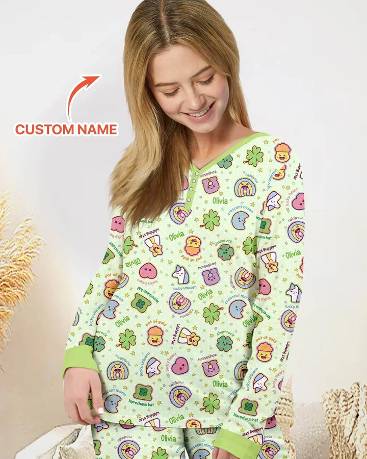 Glücksbambus Damen-Pyjama-Set