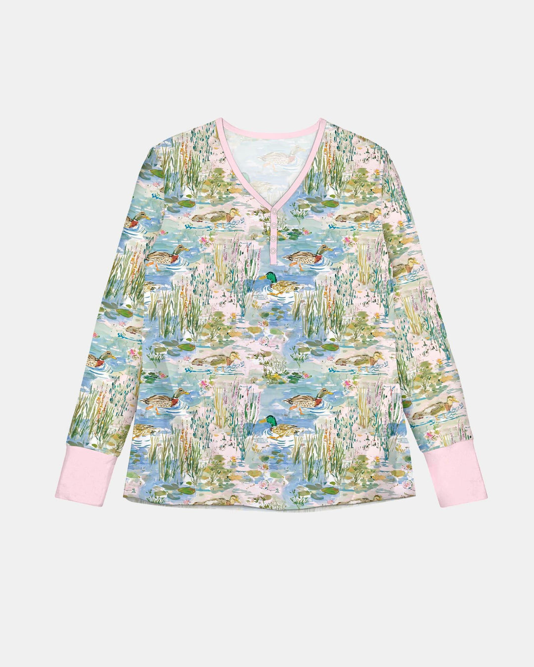 Aquarell-Stockente Bambus-Pyjama-Set für Damen
