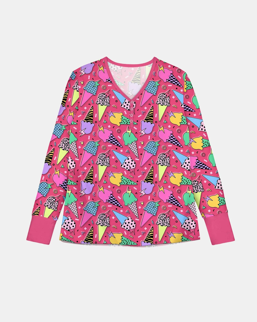 Sommer Retro Eiscreme Familien-Schlafanzugset aus Bambus für Damen