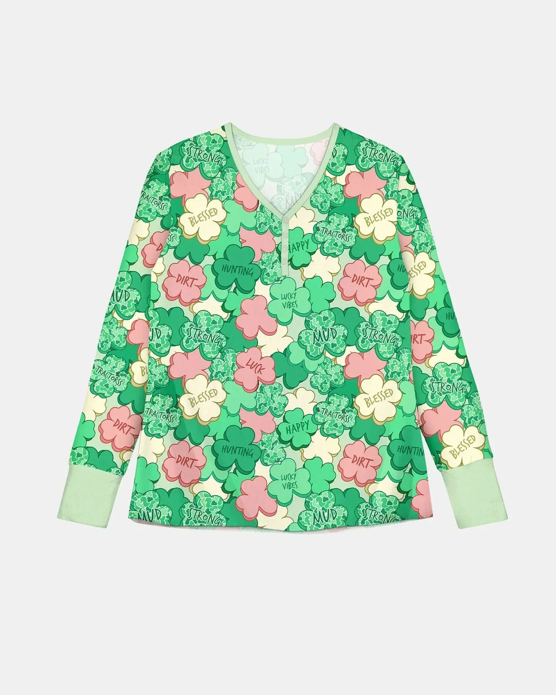 Glücks-Vibes Kleeblatt-Bambus-Damen-Pyjama-Set