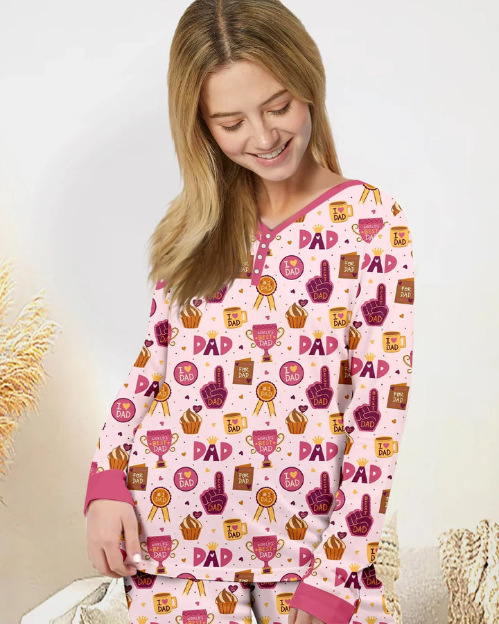 Weltbester Papa Bambus Damen Schlafanzug Set