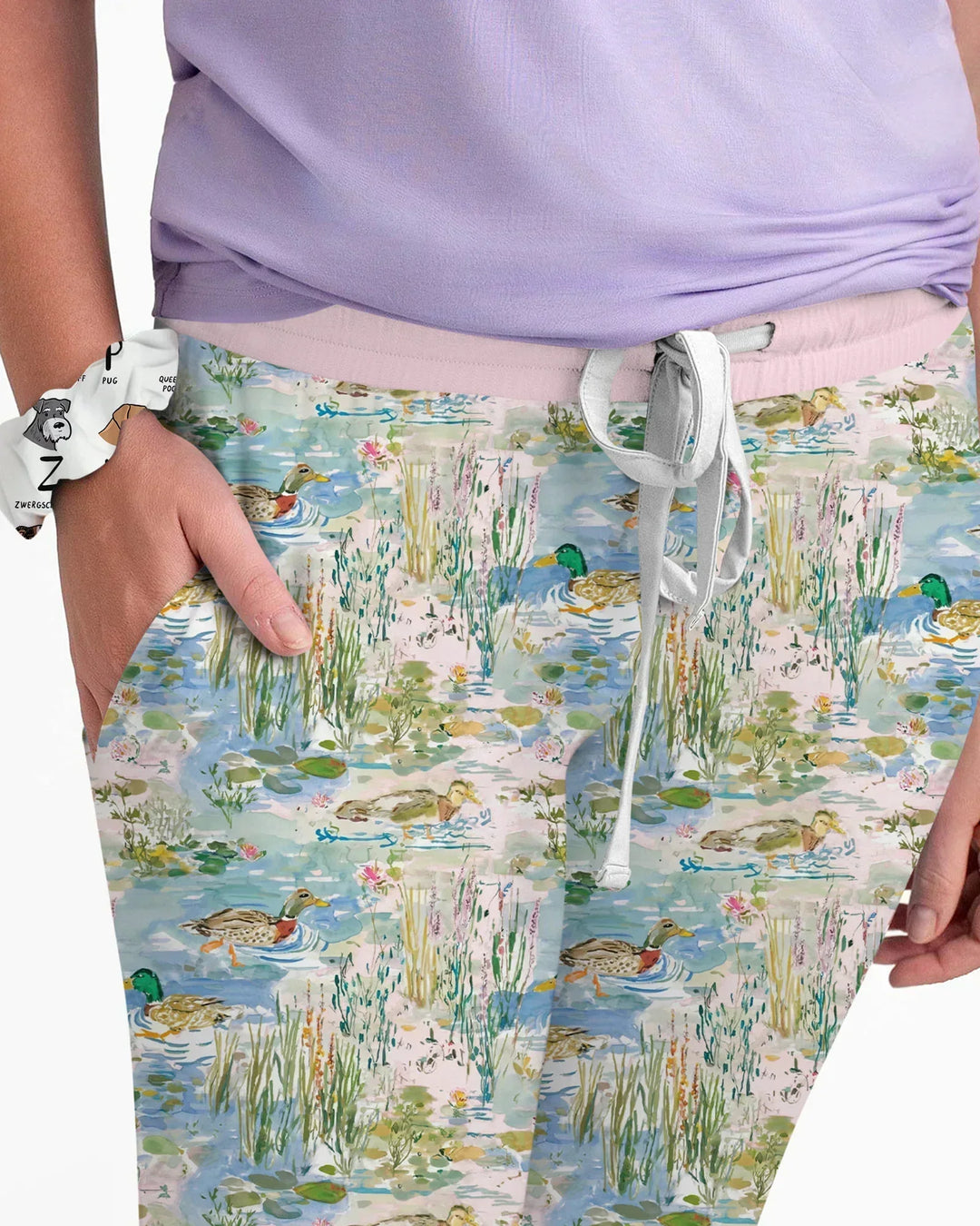 Aquarell-Stockente Bambus-Pyjama-Set für Damen