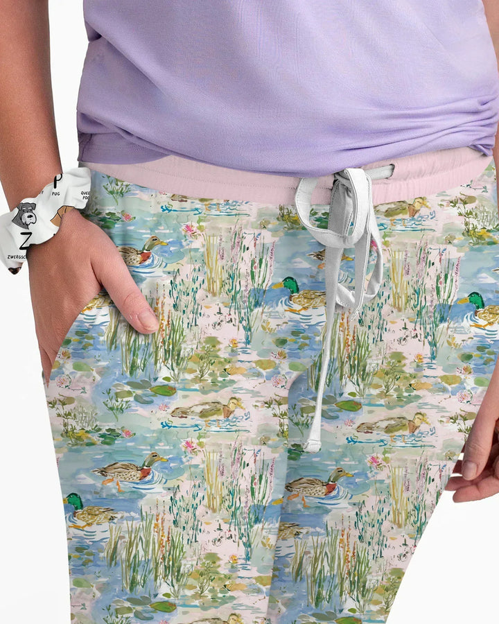 Aquarell-Stockente Bambus-Pyjama-Set für Damen