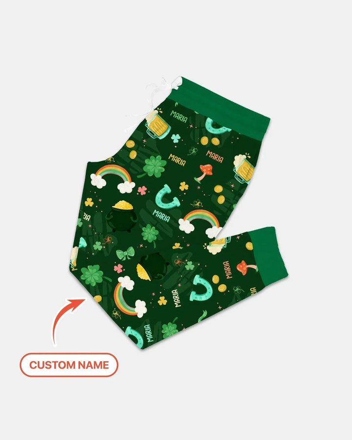 Pyjama-Set für Damen aus Bambus mit individuellem Namen und "Sprinkle Of Luck"-Motiv