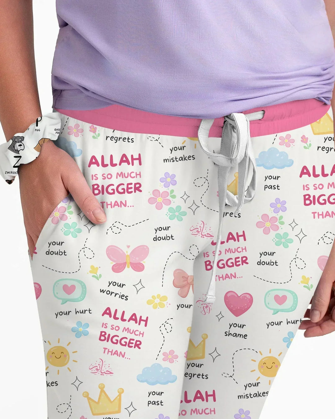 "Allah ist so viel größer als..." Familien-Schlafanzugset aus Bambus für Damen