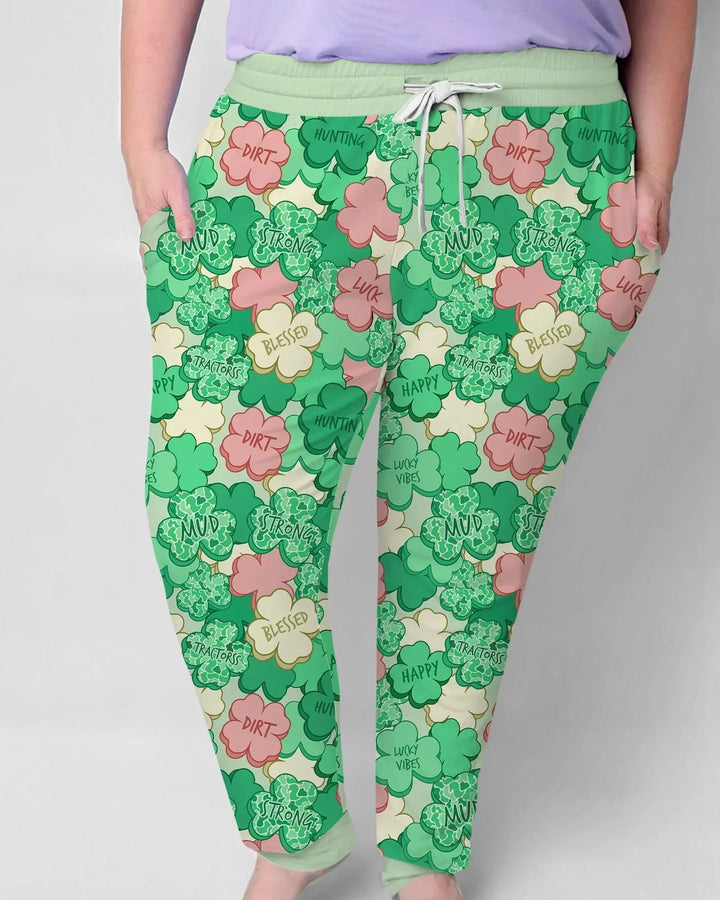 Glücks-Vibes Kleeblatt-Bambus-Damen-Pyjama-Set