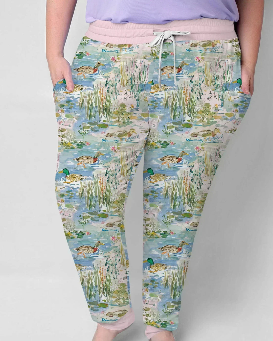 Aquarell-Stockente Bambus-Pyjama-Set für Damen