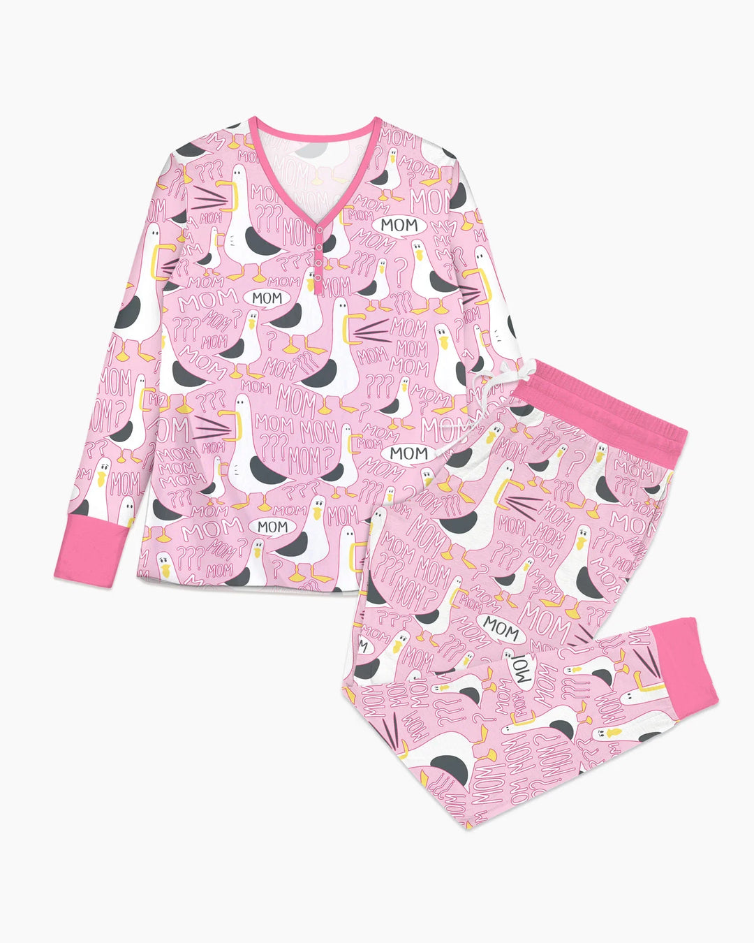 Lustiges Möwen-Mama Damen Pyjama-Set aus Bambus