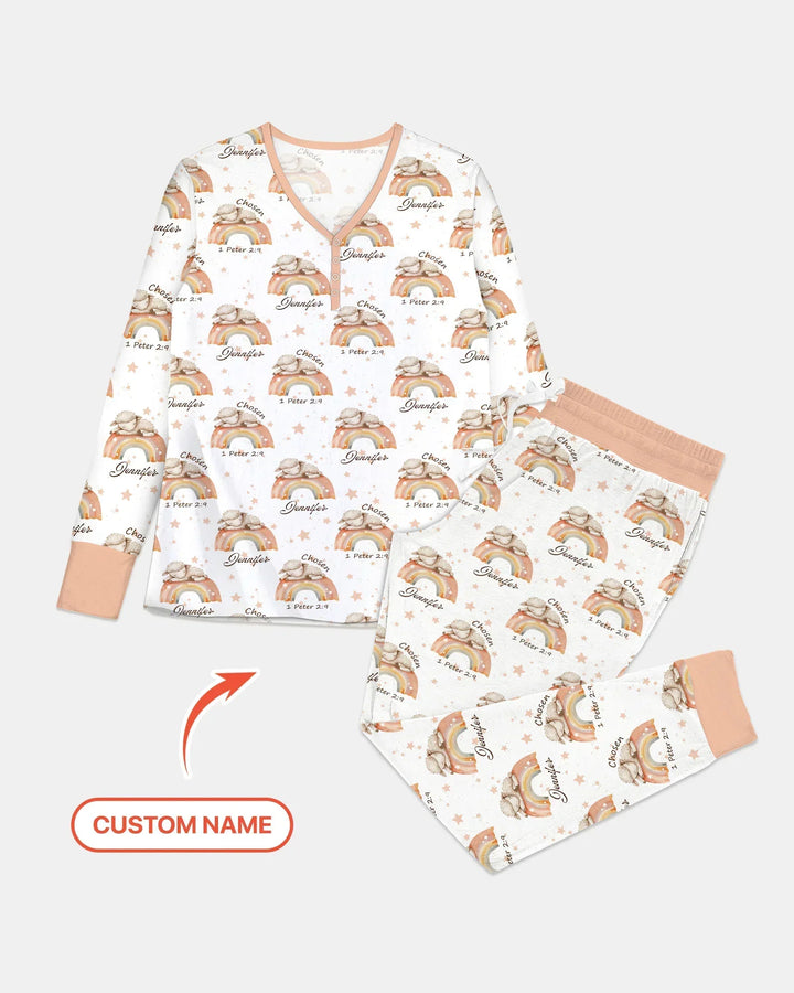 Ausgewählt als eigenes Custom Name Bambus Damen Pyjama Set