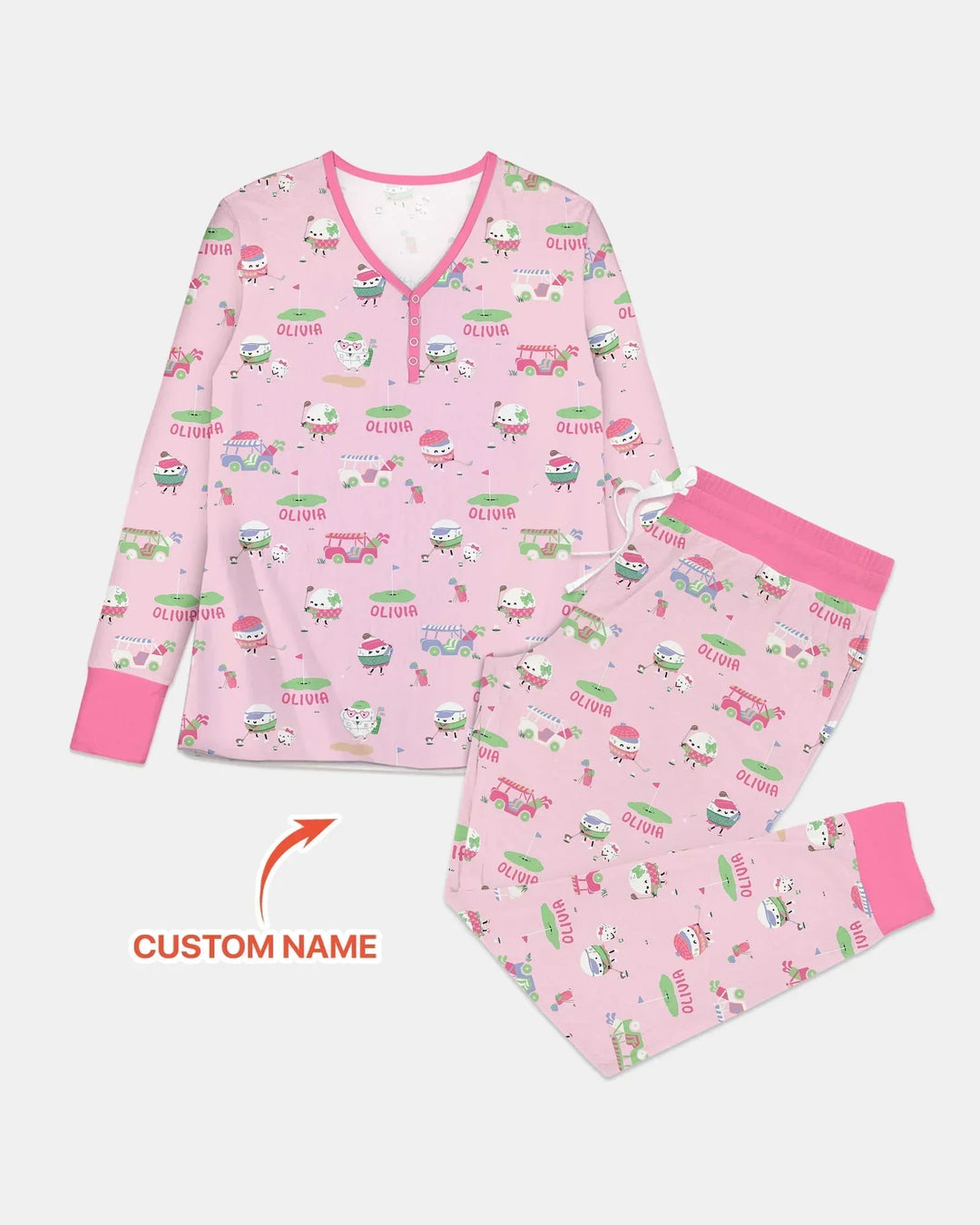 Niedliches Golfball Bambus Damen Pyjama-Set