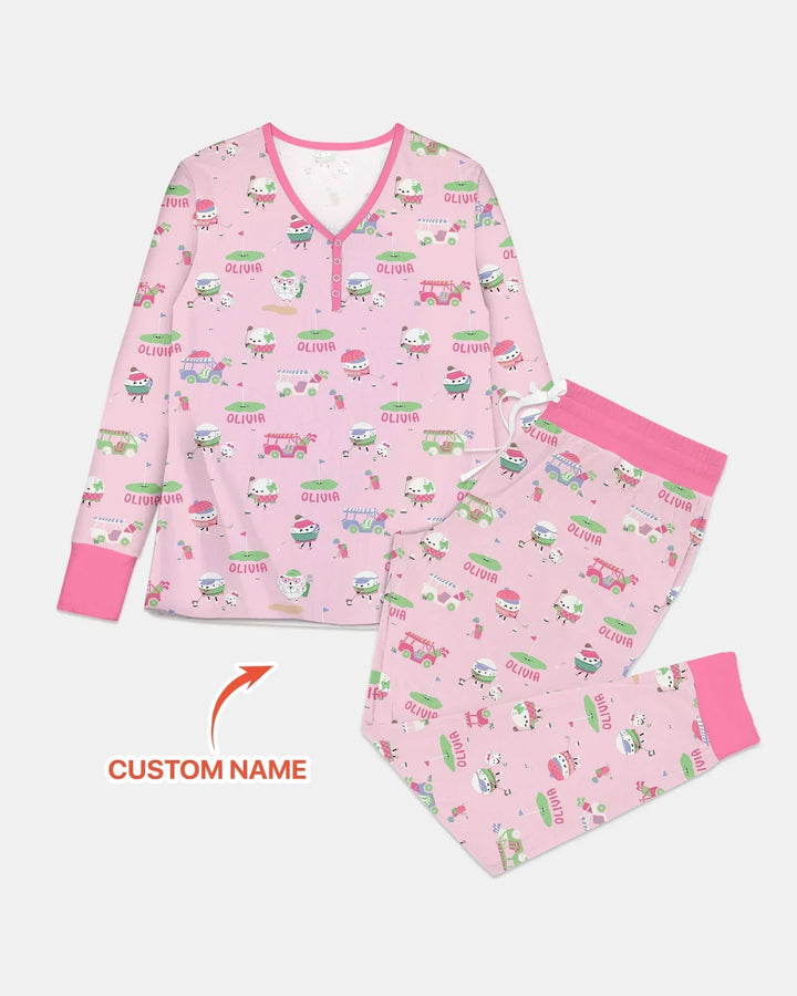 Niedliches Golfball Bambus Damen Pyjama-Set