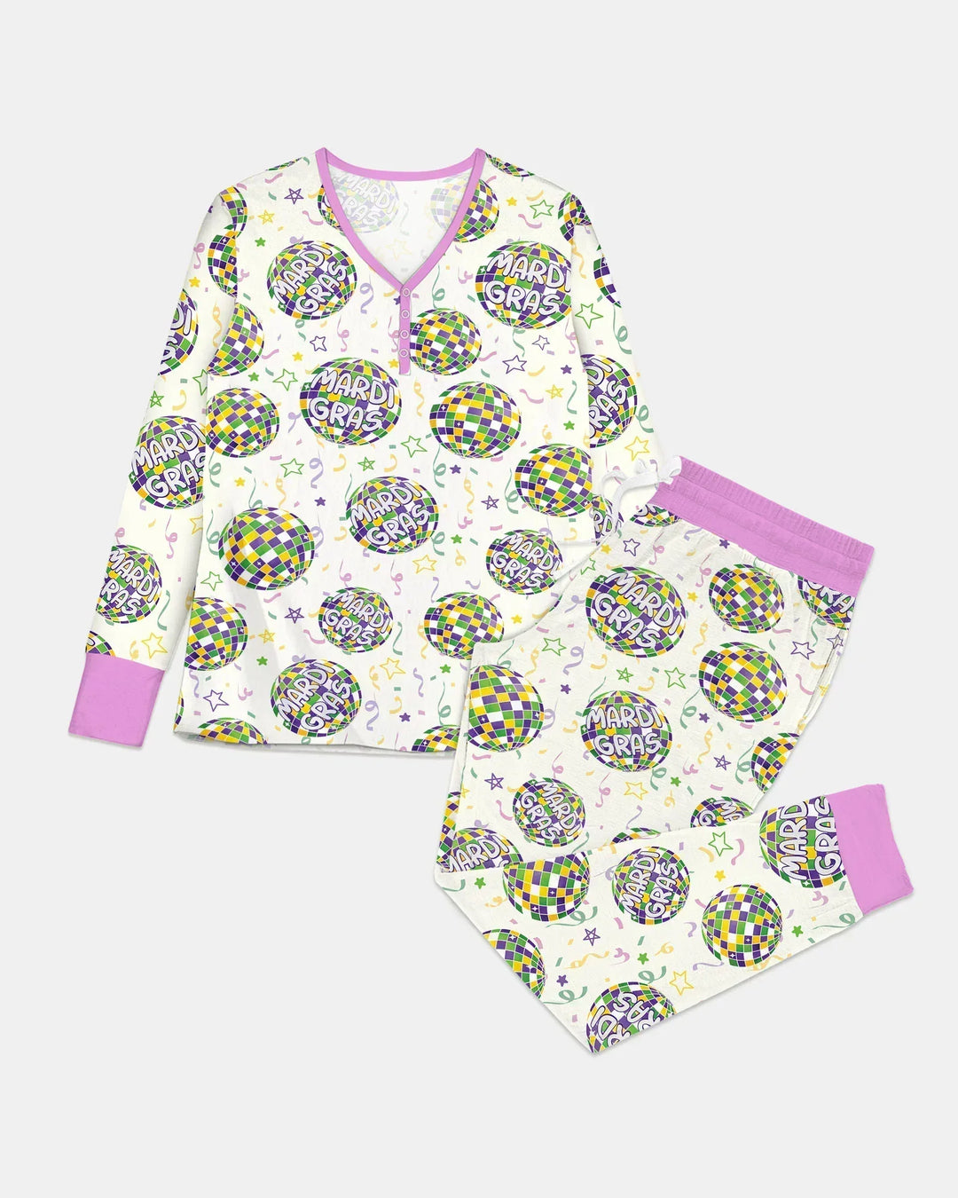 Mardi Gras Discokugel Bambus Pyjama-Set für Damen
