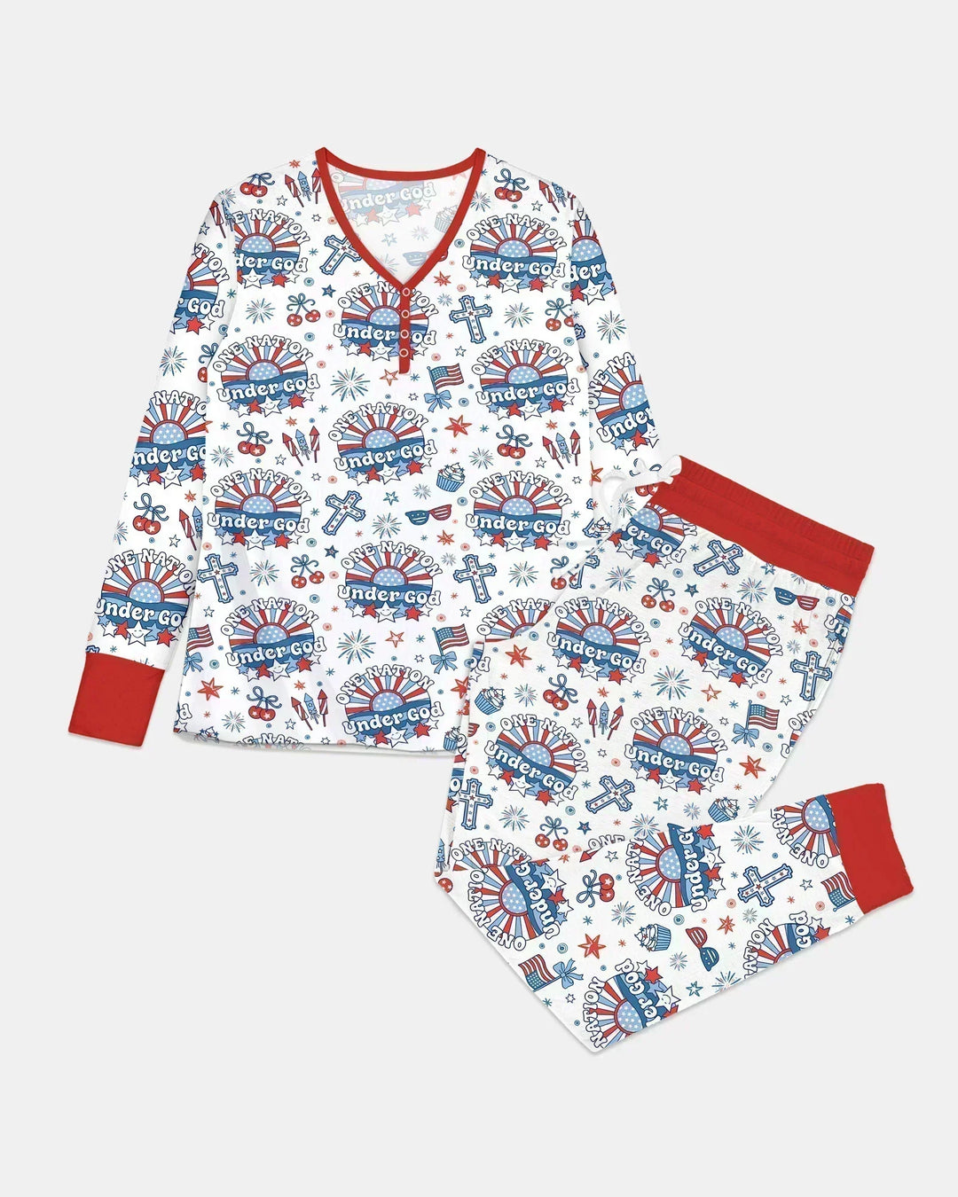 One Nation Under God Familien-Pyjama-Set aus Bambus für Damen