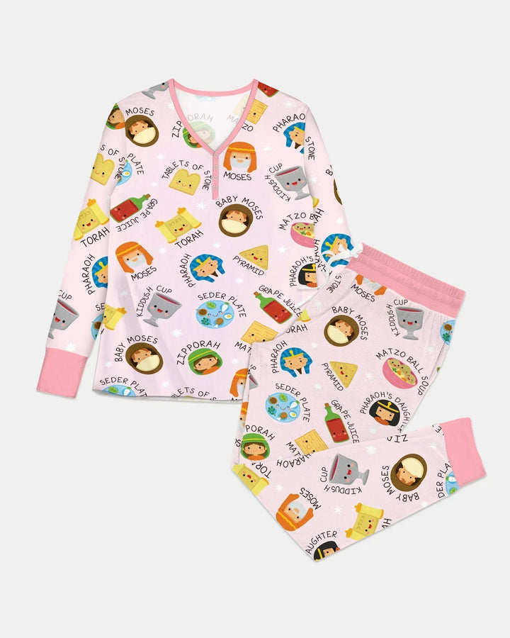 Cute Passover Characters Bamboo Women Pajama Set