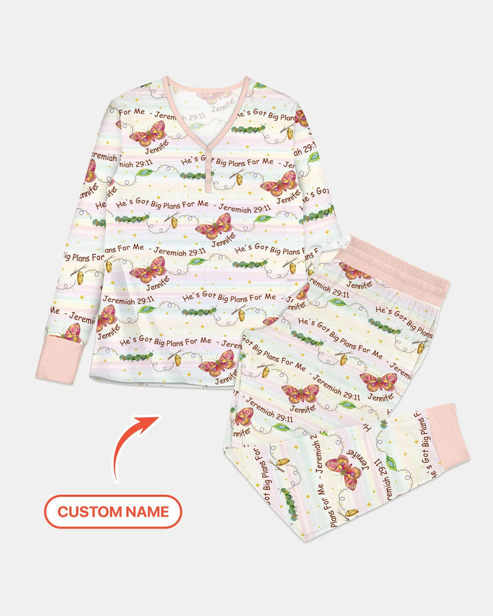 Custom Name He's Got Big Plans For Me Bamboo Women Pajama Set