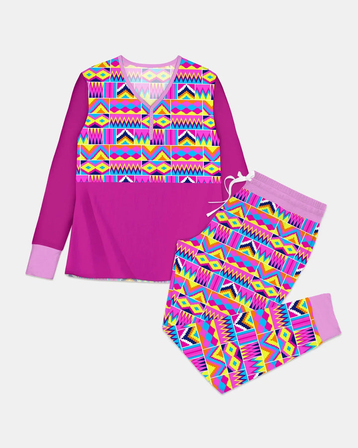 Kente Vibes Damen Pyjama Set aus Bambus im Partnerlook