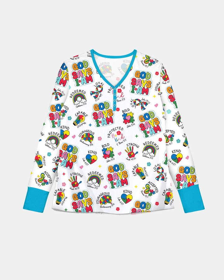 Gott sagt, ich bin Autismus-Bewusstsein Bambus Damen Pyjama Set