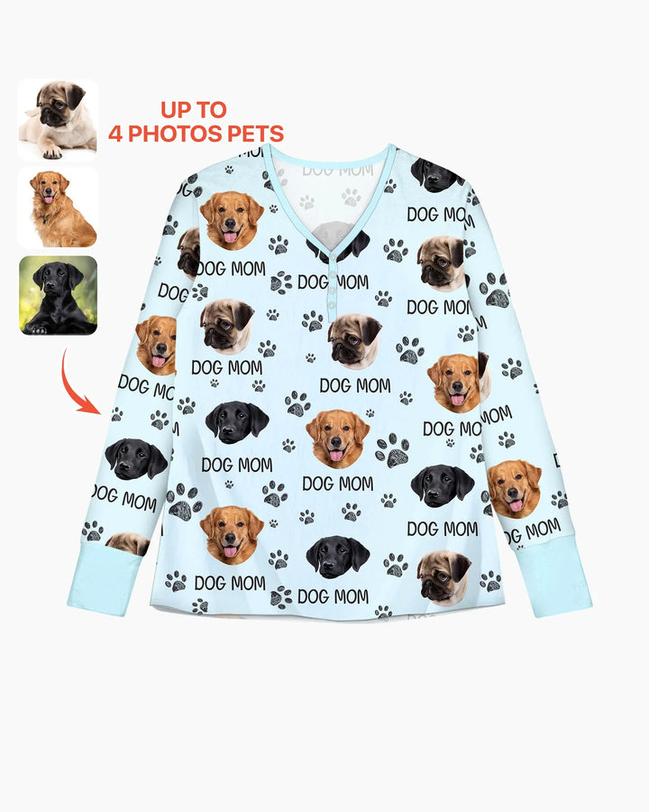 Pyjama-Set aus Bambus für Damen mit Foto und Pfote, für Hundeliebhaber