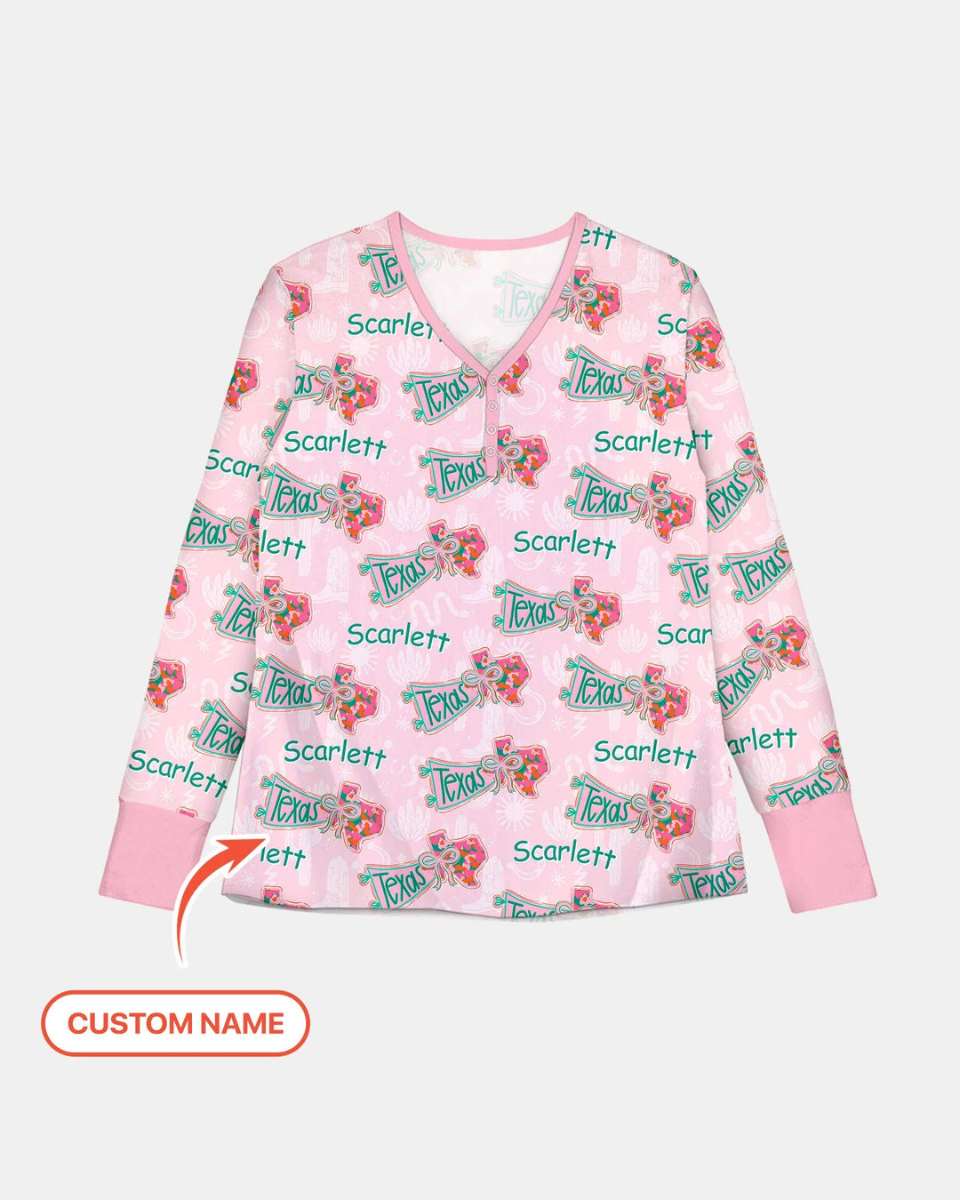 Custom Name Preppy Texas Charm Custom Bamboo Women Pajama Set