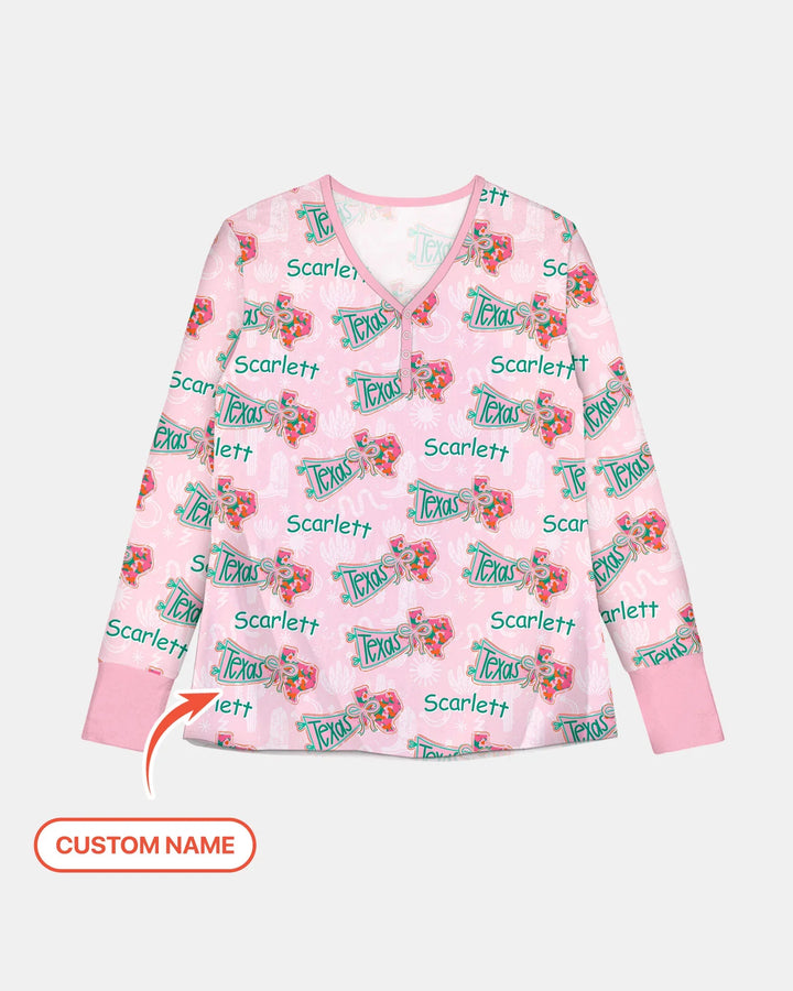 Custom Name Preppy Texas Charm Custom Bamboo Women Pajama Set