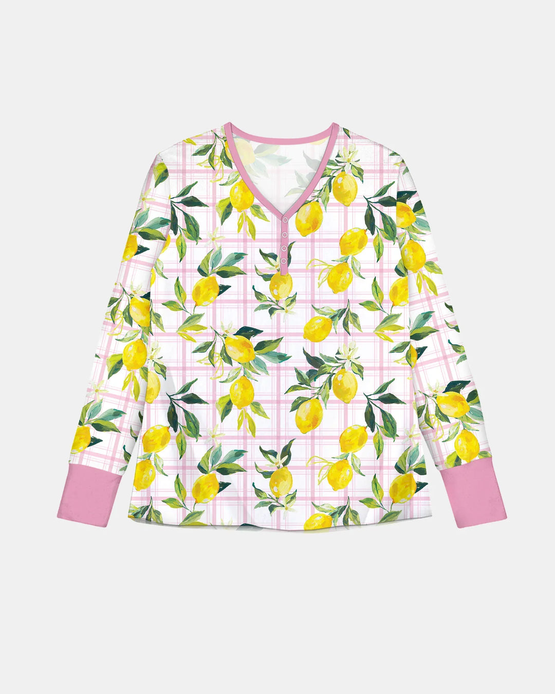 Familien-Pyjama-Set aus Bambus für Damen mit mediterranen Zitronen