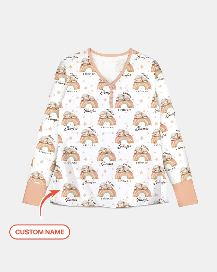 Ausgewählt als eigenes Custom Name Bambus Damen Pyjama Set