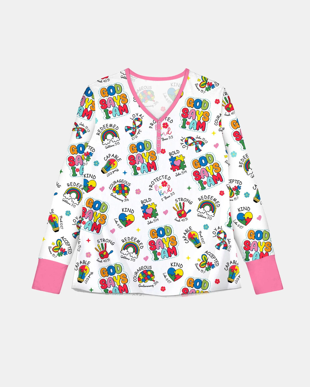 Gott sagt, ich bin Autismus-Bewusstsein Bambus Damen Pyjama Set