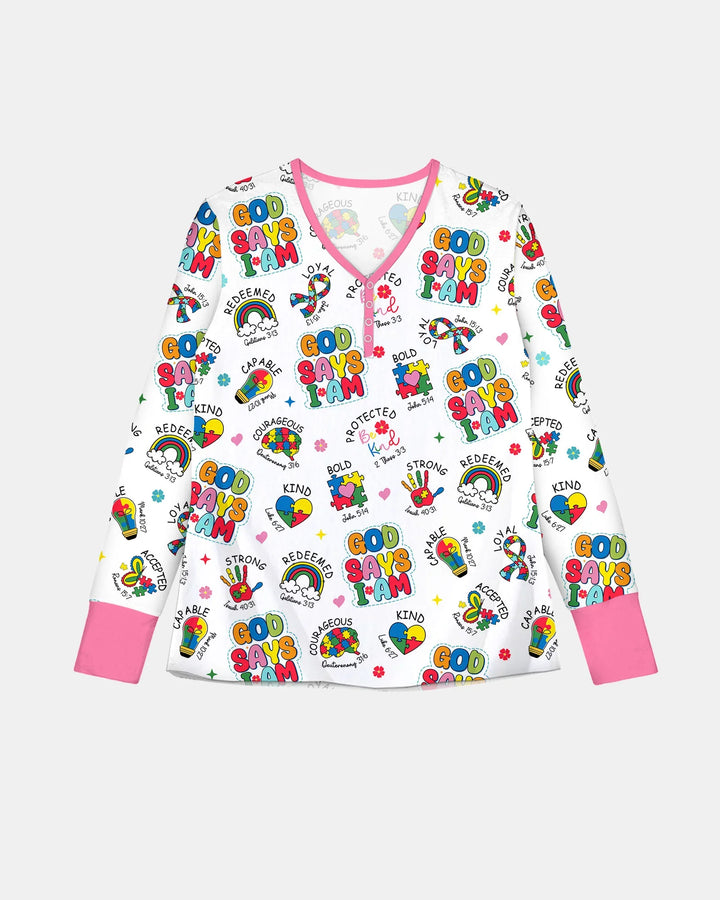 Gott sagt, ich bin Autismus-Bewusstsein Bambus Damen Pyjama Set