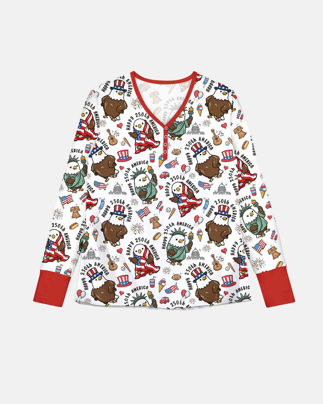 Nettes, patriotisches Eagles Family Matching Bambus-Damenpyjama-Set zum 250. Geburtstag Amerikas
