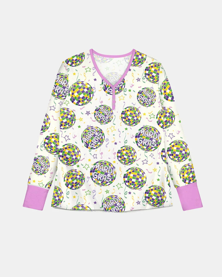 Mardi Gras Discokugel Bambus Pyjama-Set für Damen
