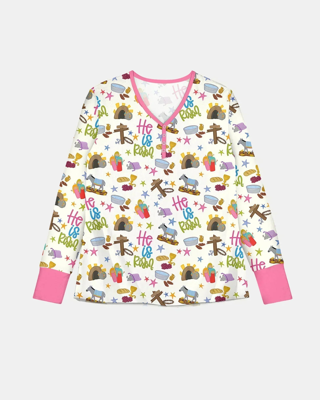 Biblische Geschichte Ostern Familien-Pyjama-Set aus Bambus für Damen