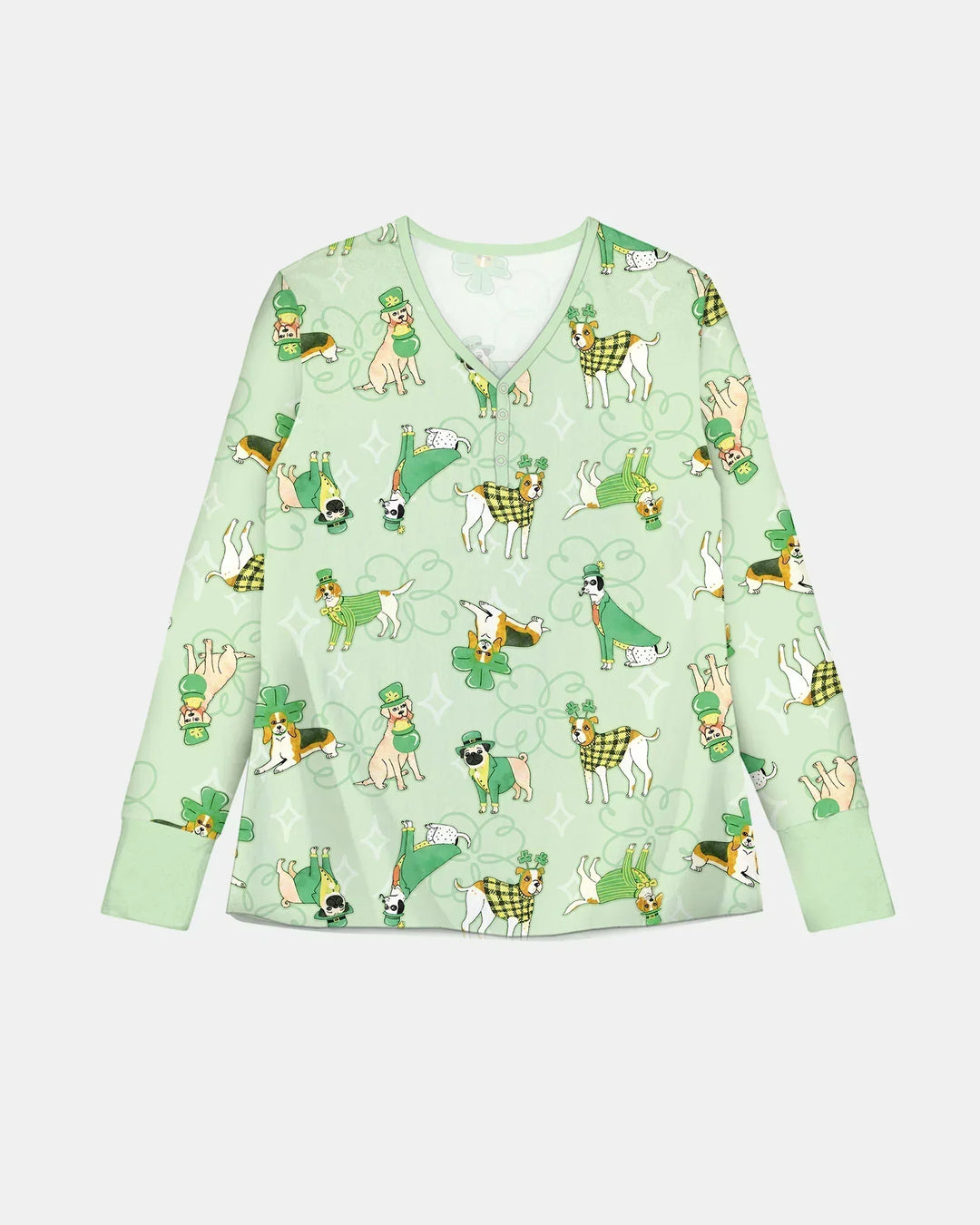 St. Patrick's Day Welpen Pyjama-Set aus Bambus für Damen