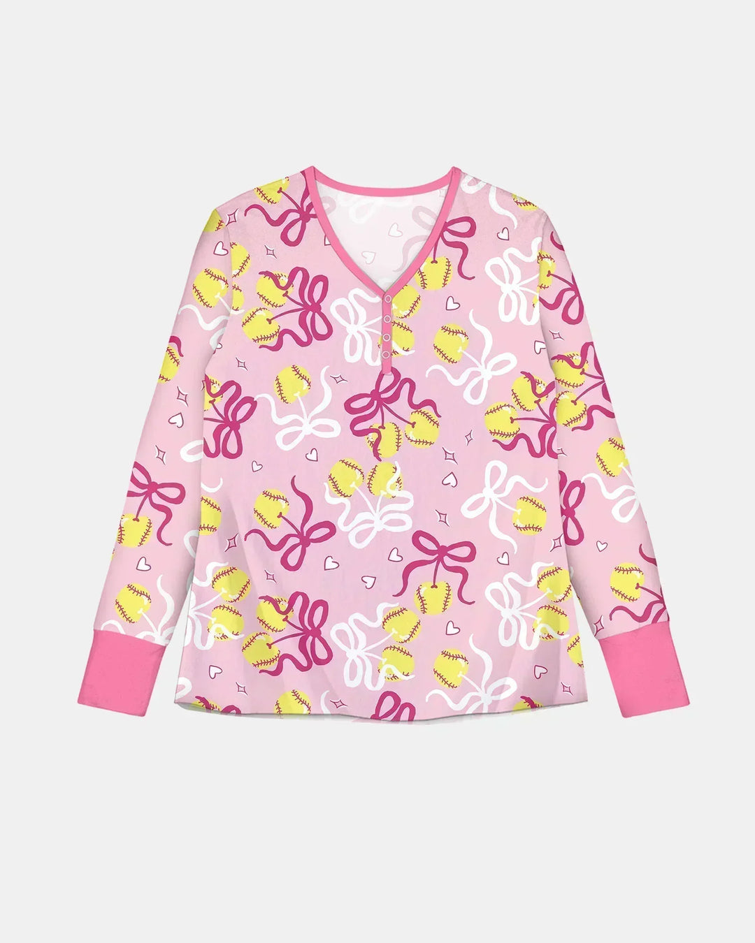 Softball Kirsche Mama und Mädchen passendes Bambus Damen Pyjama-Set
