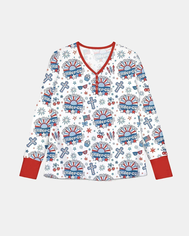 One Nation Under God Familien-Pyjama-Set aus Bambus für Damen