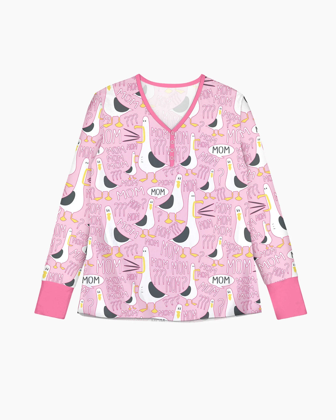 Lustiges Möwen-Mama Damen Pyjama-Set aus Bambus