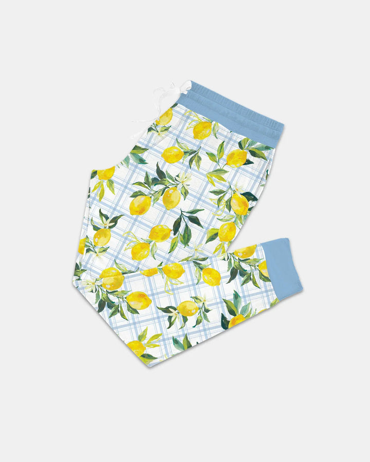 Familien-Pyjama-Set aus Bambus für Damen mit mediterranen Zitronen