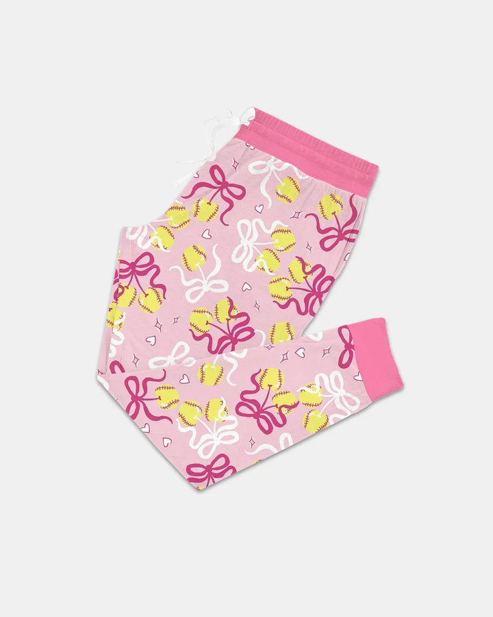 Softball Kirsche Mama und Mädchen passendes Bambus Damen Pyjama-Set