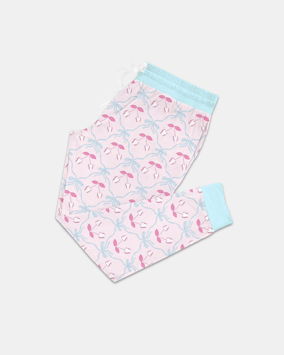 Kirsch-Baseball-Softball-Mama-und-Mädchen-passendes-Bambus-Damen-Pyjama-Set