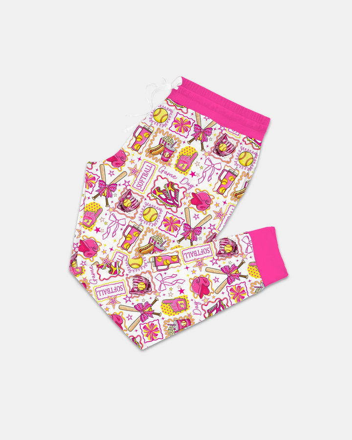Rosa Softball Spieltag Bambus Damen Schlafanzug Set