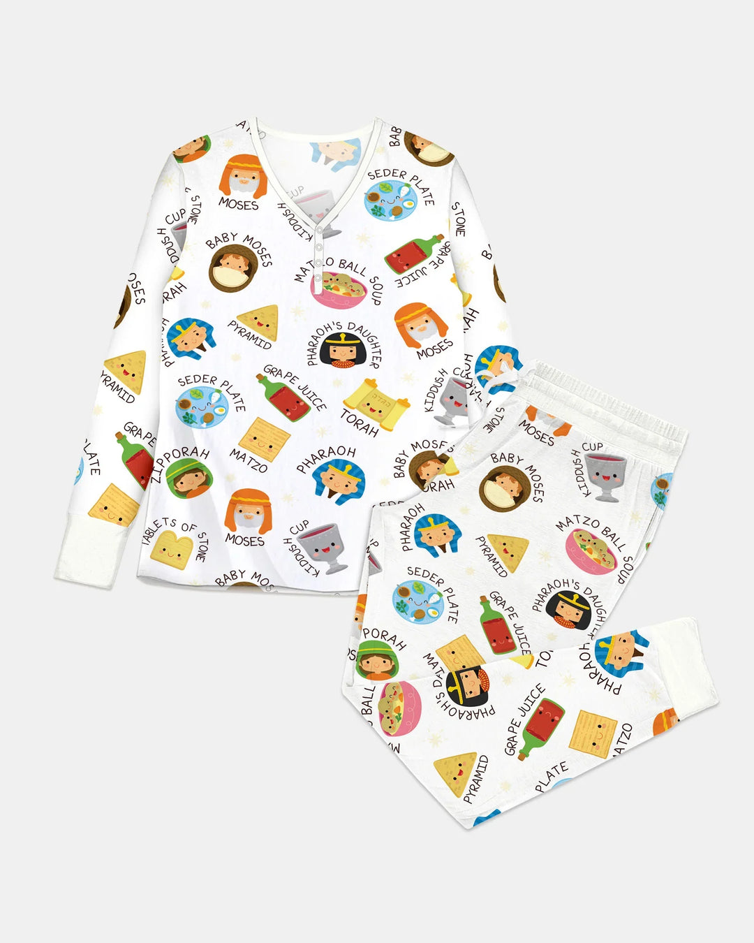 Cute Passover Characters Bamboo Women Pajama Set